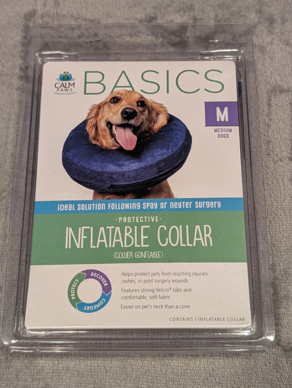 Calm Paws Premium Inflatable Protective Dog Collar Medium Neck: 10"-13" New